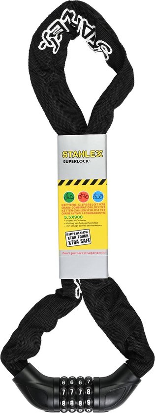 Stahlex Cijferslot - Gehard Staal - SuperSafe Cilinder - Canvas Hoes - 90 cm - Zwart van Stahlex