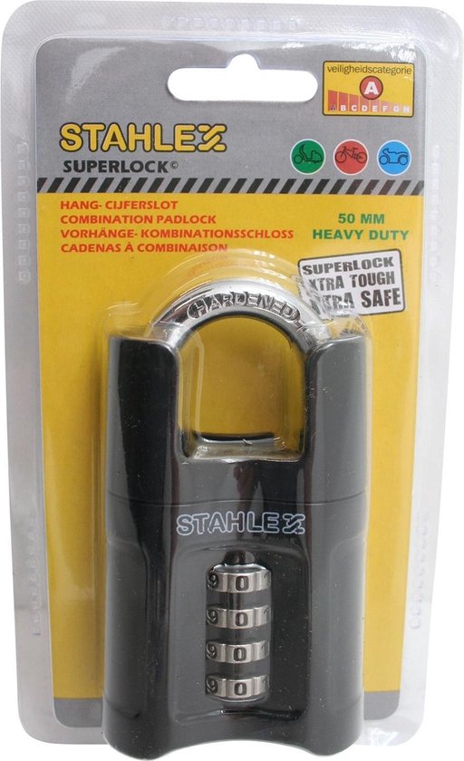 Stahlex Cijferslot - Heavy Duty - 50 mm - 9999 combinaties - Zwart van Stahlex