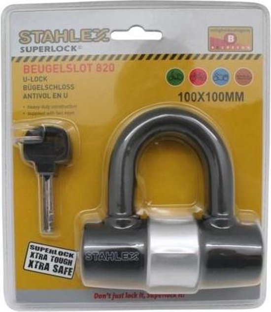 Stahlex Compact beugelslot - 100 x 100 mm - zwart - inclusief 2 sleutels van Stahlex