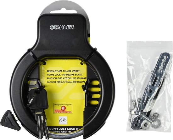 Stahlex Deluxe ringslot - 2 sleutels - zwart - stevige beveiliging - eenvoudig te bevestigen van Stahlex