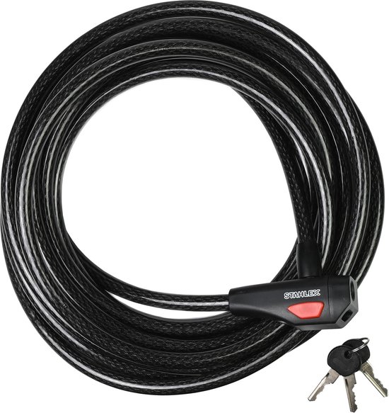 Stahlex Extra lang kabelslot - 10 meter - spatwaterdicht en slagvast - met 3 sleutels van Stahlex