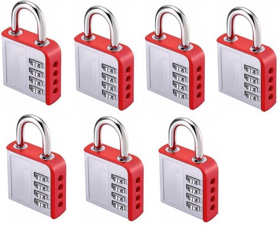 Stahlex Hangslot met cijfercode - aluminium - 85 mm - 4-cijferige combinatie - set van 7 van Stahlex