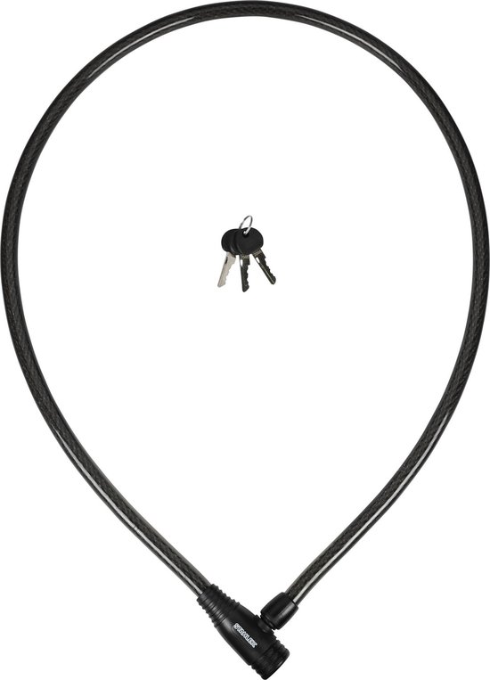 Stahlex Kabelslot - spatwaterdicht - solide staal - 1400 mm - zwart - 3 sleutels van Stahlex