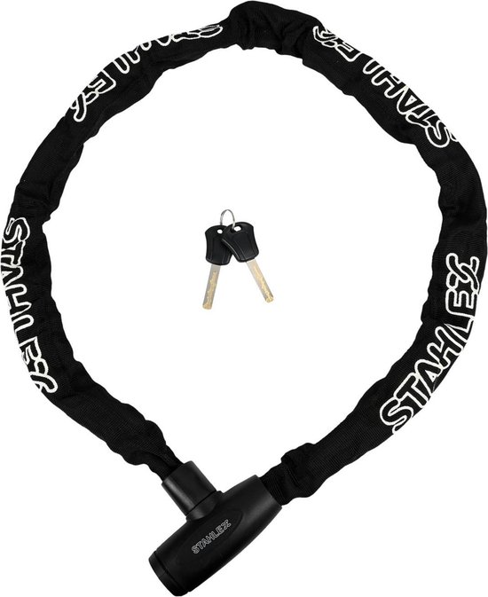 Stahlex Kettingslot – Fietsslot – Scooterslot – Motorslot Ø 8mm x 120cm  Gehard Staal Zwart van Stahlex