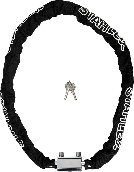 Stahlex Kettingslot - zwart - 120 cm - 2 sleutels - scooter / fiets - kabelslot van Stahlex