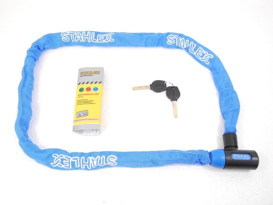 Stahlex Ø5mm / 120cm kettingslot fietsslot - 635g ideaal gewicht voor een fietser - zeer goede kwaliteit - blauw van Stahlex