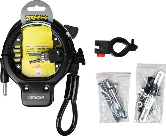 Stahlex Ringslot met insteekkabel - 8.5 mm dik - Inclusief 2 sleutels - Zwart van Stahlex