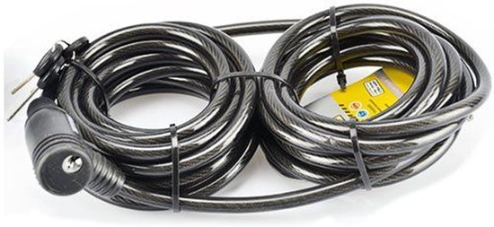 Stahlex Spiraal kabelslot - Ø 10mm x 8 meter - zwart - geplastificeerd - afgeschermd sleutelgat van Stahlex