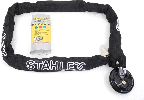 Stahlex Sterk kettingslot - gehard staal - 120 cm - mix kleuren - inclusief 2 sleutels van Stahlex