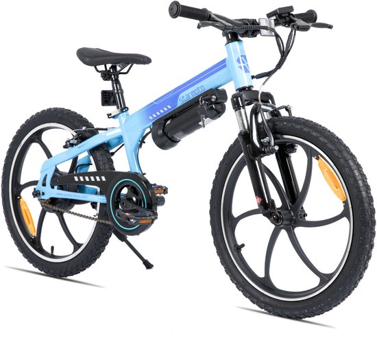 STARMOTO Radspur Elektrische Mountainbike - 20 Inch - 250W Motor - Vering Voorvork - Blauw