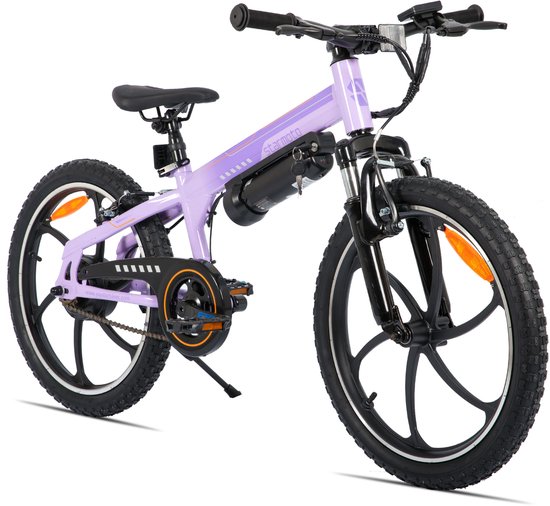 STARMOTO Radspur Elektrische Mountainbike - 20 Inch - 250W Motor - Vering Voorvork - Paars