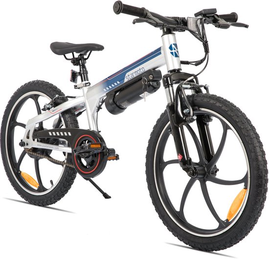 STARMOTO Radspur Elektrische Mountainbike - 20 Inch - 250W Motor - Vering Voorvork - Wit