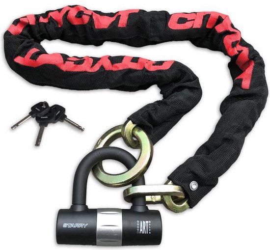 Starry ART4 citycat Kettingslot -  120 cm x 10,5 mm - Zwart - Mini Beugelslot van Starry