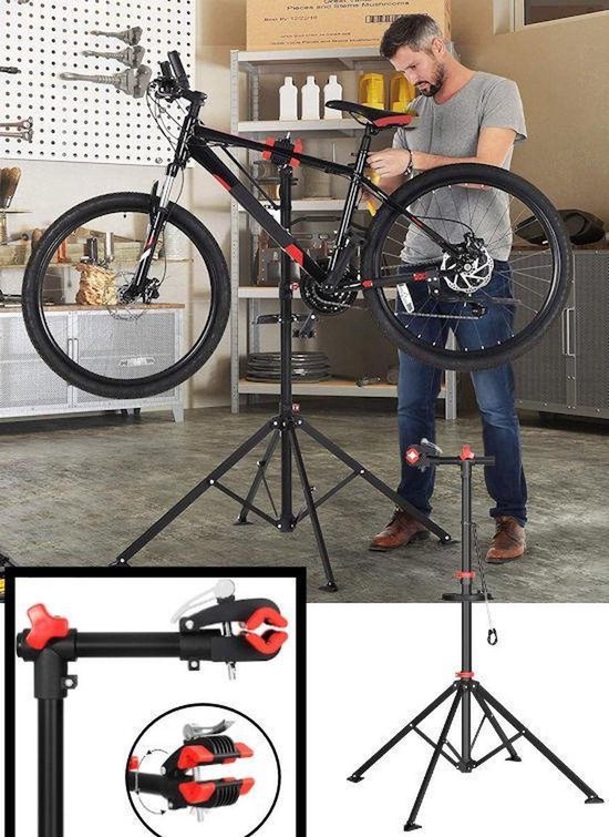 Sterke Montagestandaard Fiets - 360° Draaibaar - Verstelbaar + Gereedschapsbakje - Fiets Montage reparatie standaard van Merkloos