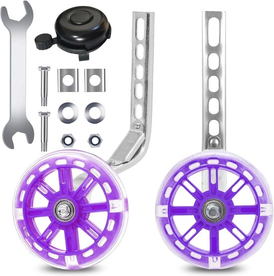 Steunwielen kinderfiets voor 12/14/16/18 inch fietsen - gemakkelijk te monteren, veilig en flikkerend van Merkloos