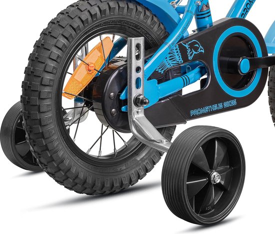 Steunwielen voor kinderfiets, universeel voor 12, 14, 16, 18 inch, zwart, stabiele stalen constructie met rubberen banden, editie 2021 van Merkloos