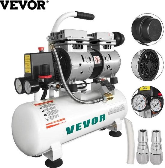 Stille Luchtcompressor - Draagbare Luchtcompressor - Bandenspanning - Olievrij - 25L - 750W