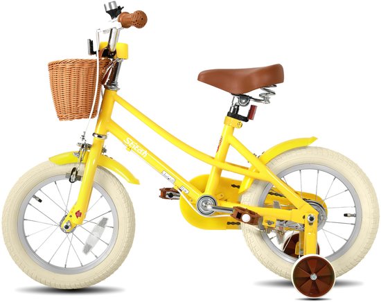 STITCH Fantasy Meisjesfiets 16 inch – Geel Kinderfiets met Zijwieltjes & Mandje – 3-5 jaar