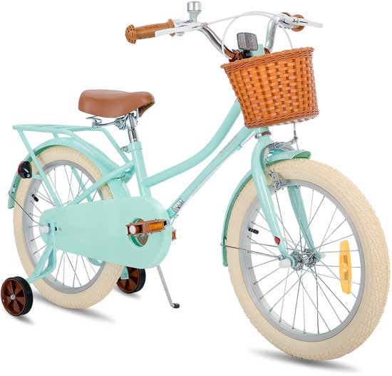 Stitch Manchi Meisjesfiets - 18 Inch - Zijwieltjes - Bell - Handrem - Voor V-Brake en Achter Trommelrem - Groen van STITCH