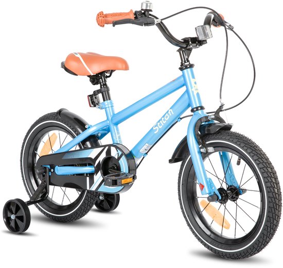 STITCH Totem Jongensfiets - 16 Inch - Kinderfiets voor 4 tot 7 Jaar - Met Zijwieltjes - Blauw van Merkloos