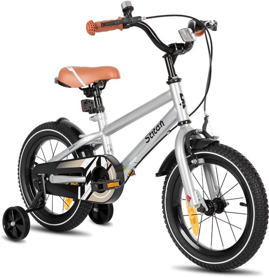 STITCH Totem Jongensfiets - 20 Inch - Kinderfiets voor 7 tot 13 Jaar - Met Zijwieltjes - Zilver - Geschikt voor buitenactiviteiten in de lente