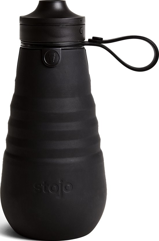 Stojo Sportfles - Opvouwbaar - Drinkfles - To Go - 592ml - Zwart van Stojo