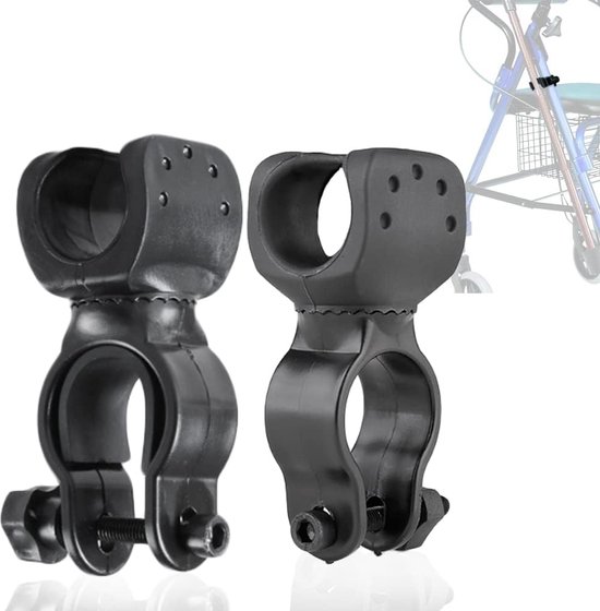 Stokhouder voor Drive Rollator, Walker, rolstoel - Universele krukken Stokbeugel Accessoires, 1,1" ID, 2 stuks - Geschikt voor fietszaklamphouder, Zaklamphouder voor op de fiets