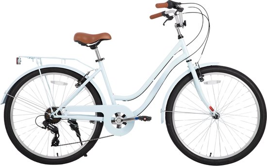 Strandcruiser – Voor heren en dames – 7 versnellingen / achterdrager / retro stijl – Blauw / 66 cm