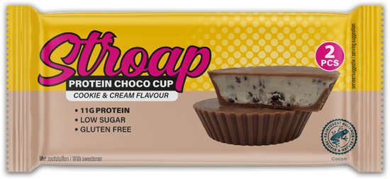 Stroap Melk Chocolade Cookie & Cream - Display (12 st à 42g) - Proteine repen - bars - glutenvrij - afvallen - chocolade - pindakaas