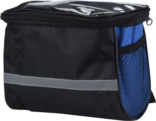 Stuurtas Fiets - Afneembare Fietstas Stuur met Smartphone Houder - met Isolatie - Telefoon Fiets Tas - Waterproof - Blauw van Merkloos
