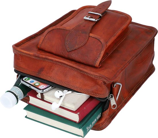 Stuurtas Fiets bagagedragertas schoudertas fietstas leren tas vintage bruin leer - Dietrich T. - bruin van Dietrich T.