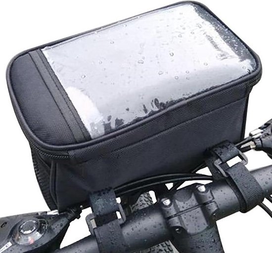 Stuurtas Fiets - Stuurtas Fiets Afneembaar - ietstas stuur electrische fiets - Telefoonhouder fiets - Waterdichte Rits - Afneembare Fietstas Stuur met Smartphone Houder - Bikepacking Tassen - Verdikt Zwart