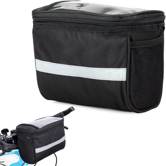 Stuurtas Fiets - Waterdichte stuurtas - Afneembare Fietstas Stuur - Fietsreisaccessoires - Telefoon Fiets Tas - Bagage-organizer - met transparante houder voor mobiele telefoons - Fietstassen Electrische Fietsen - Zwart