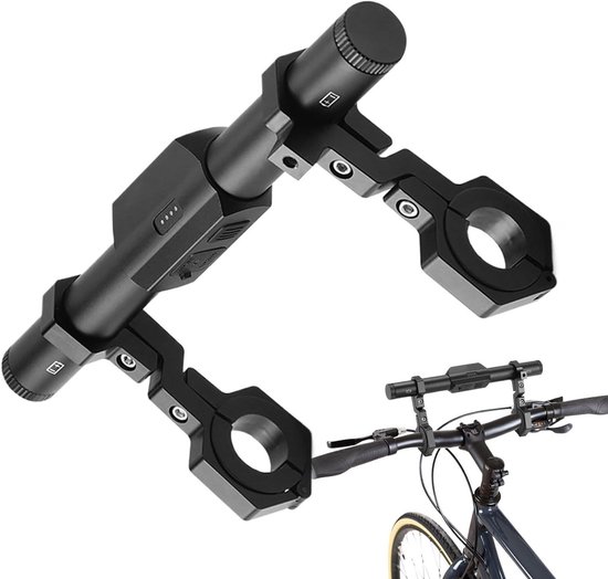 Stuurverlenger - Fiets Accessoire - Veilig Fietsen - Geïntegreerd LED Licht - 23.2 cm - Zwart