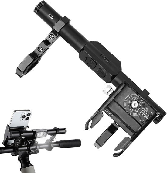 Stuurverlenger Fiets - Telefoonhouder Stuur - Veilig Fietsen - Geïntegreerd LED Licht - 23.2 cm Lengte - Zwart