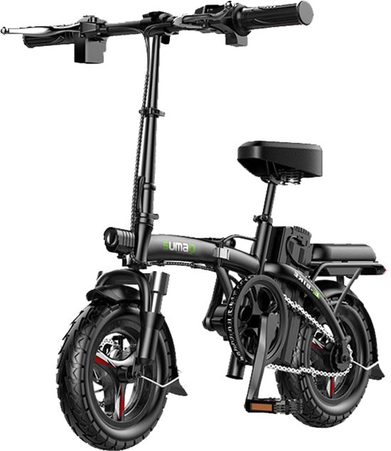 Sumao Elektrische Fiets 14 Inch - De PAS-stand heeft 3 snelheidsniveaus - 154 Motor 400W - Battery 48V15AH - Compact & Geschikt voor Stad en Vrije Tijd - Elektrische Vouwfiets - Zwart van Merkloos