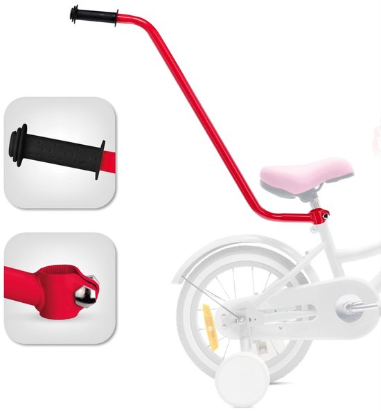 Sun Baby Duwstang voor kinderfiets - Blanc beige, verstelbare fiets leerhulp accesoires fietsenleerhulp steunstang fietsstang
