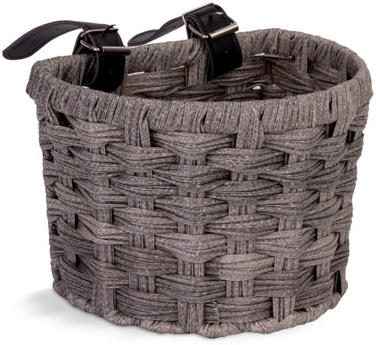 sun baby Fietsmand kinderfiets, rieten mand voor step, leren riemen, universeel (16, 20, 24 inch), verschillende kleuren beschikbaar - Grijs van Merkloos