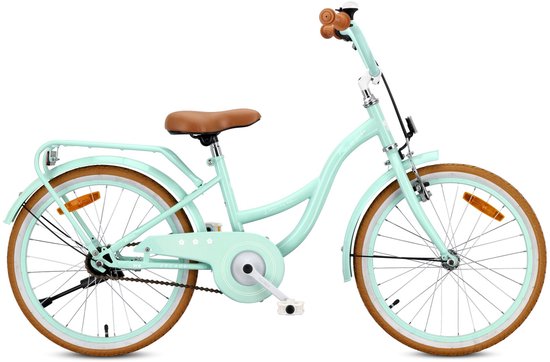 SUN BABY FLOWER BIKE RETRO Kinderfiets 20 inch, Fiets voor een meisje 20" - stalen frame, V-brakes, spatborden, kettingkast, verlichting, bel, verstelbaar - Mint van Sun Baby