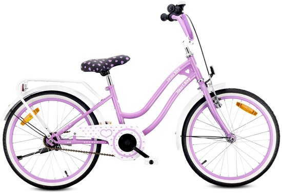 SUN BABY Heart Bike Fiets voor een meisje van 6 tot 10 jaar, 20 inch, v-rem, tandheugel, kinderfiets in hoogte verstelbaar (Violet)