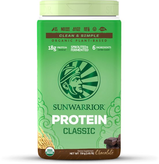 Sunwarrior Protein Classic Organic (750g) Chocolate - Eiwitten - Veganistisch eiwit
