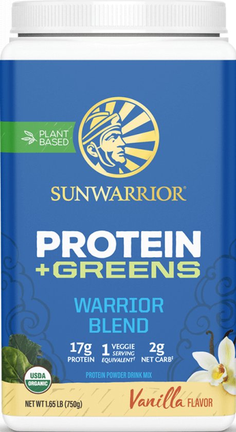 Sunwarrior Warrior Blend + Greens Organic (750g) Vanilla - Eiwitten - Veganistisch eiwit