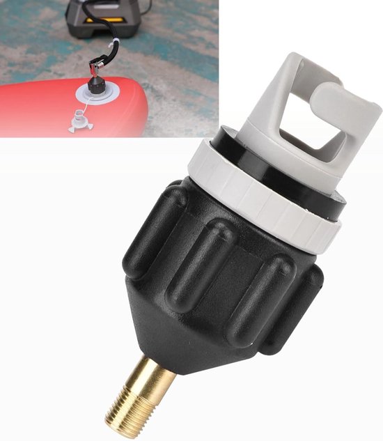 SUP Pomp Adapter - Boot Klep Verloop - Sneller Vullen - Universele Aansluiting - Compact Formaat - Zwart
