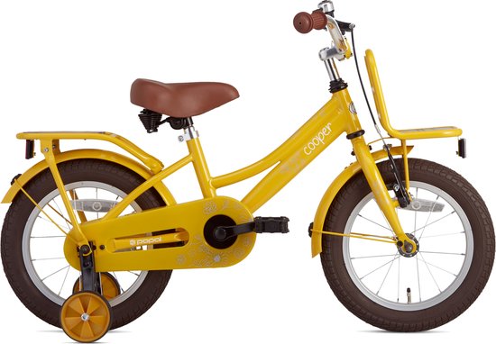 Supersuper Cooper Bamboo - Kinderfiets - Meisjesfiets - 14 inch - Geel van Supersuper