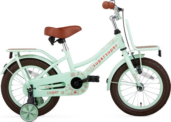 Supersuper Cooper Bamboo - Kinderfiets - Meisjesfiets - 14 inch - Pistache Groen van Supersuper