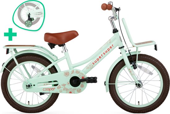 Supersuper Cooper Bamboo - Kinderfiets - Meisjesfiets - 16 inch - Pistache Groen van Supersuper