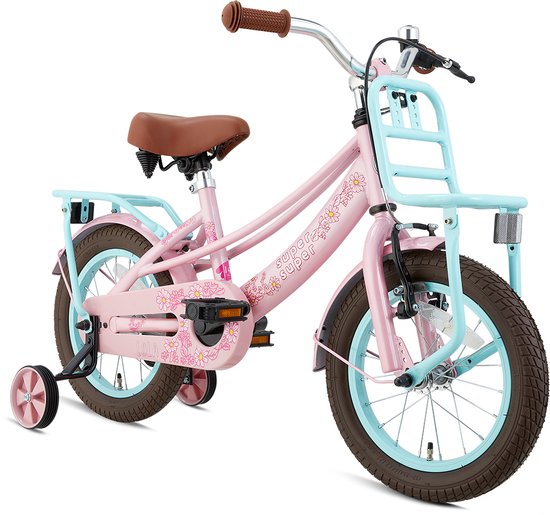 Supersuper Lola - Kinderfiets - Meisjesfiets - 14 inch - Roze/Turquoise van Supersuper