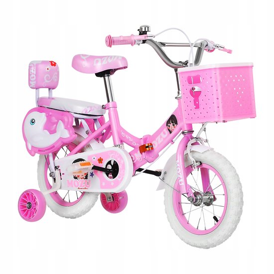 Supvox-Roze Classic Meisjesfiets-16 inch-Opvouwbaar-Met mandje en stevige wielen-Kinderfiets 3-12 jaar