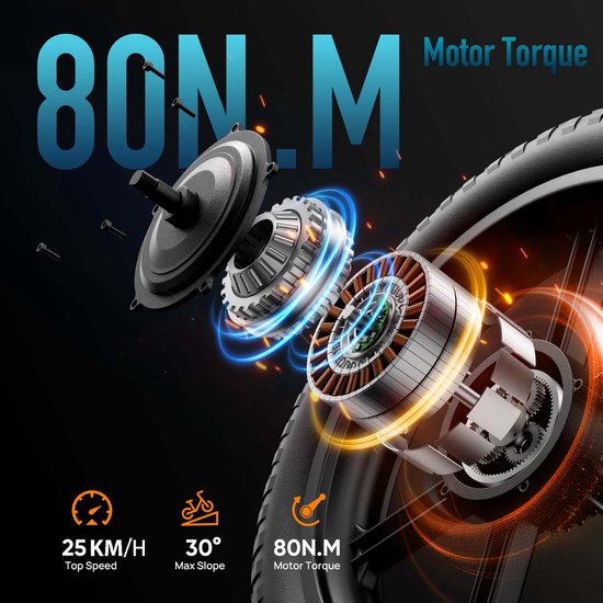 T5 opvouwbare e-bike 20" x 4" fat-banden, 48V 13Ah 80 Nm-motor