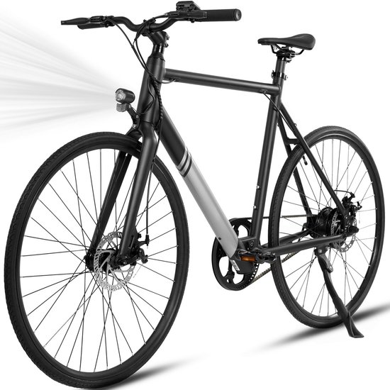 TAB Elektrische Fiets Urban Street Pro - 28 Inch Lichtgewicht Citybike - 252Wh Geïntegreerde Accu - 250W Achterwielmotor - Riemenaandrijving - Tektro Mechanische Schijfremmen - 700x28C Stadsbanden - LCD Display - Zwart van Merkloos